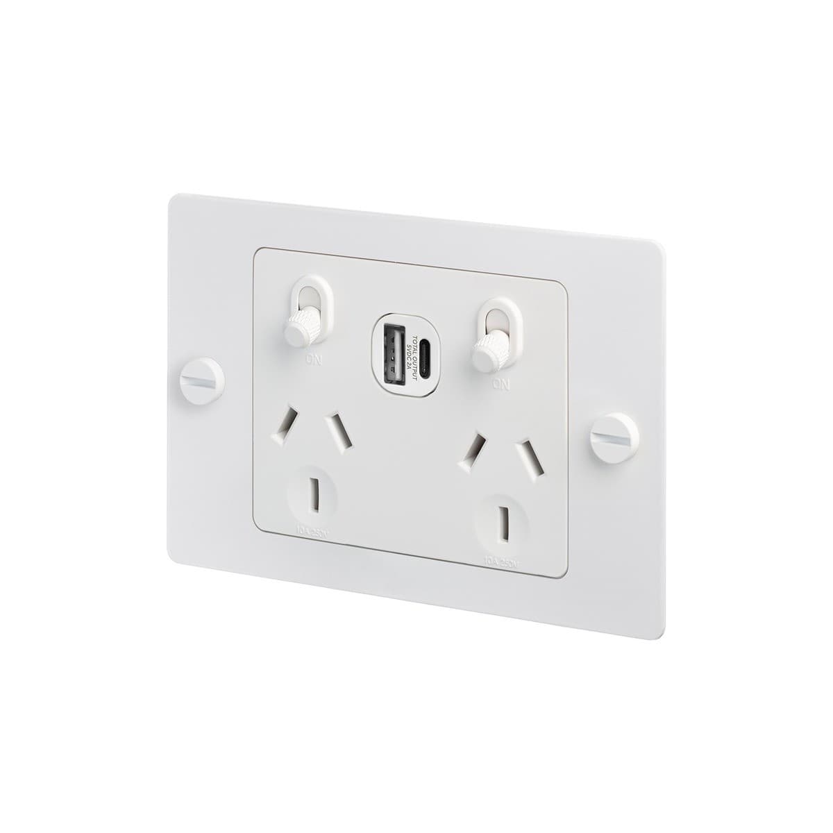 Buster + Punch Metal Double GPO with USB A+C Charging Ports in White-img-1