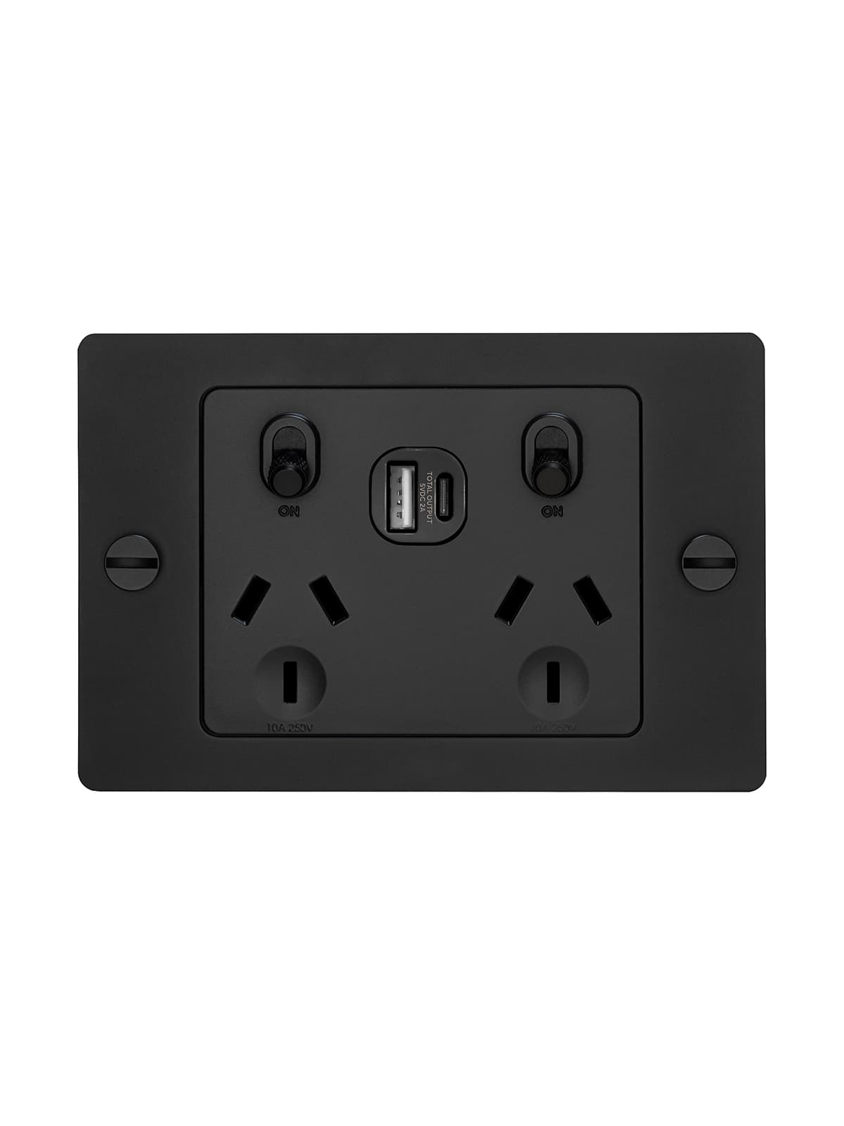Buster + Punch Metal Double GPO with USB A+C Charging Ports in Black-img-1