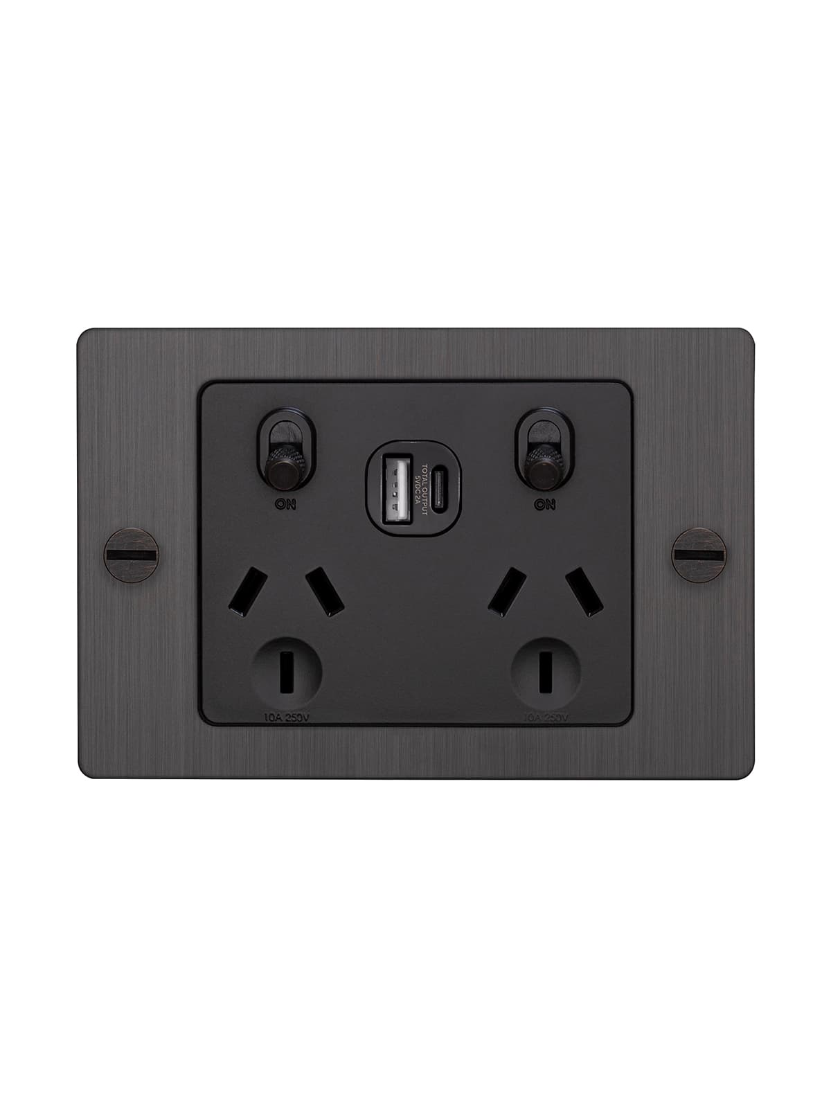 Buster + Punch Metal Double GPO with USB A+C Charging Ports in Smoked Bronze-img-1