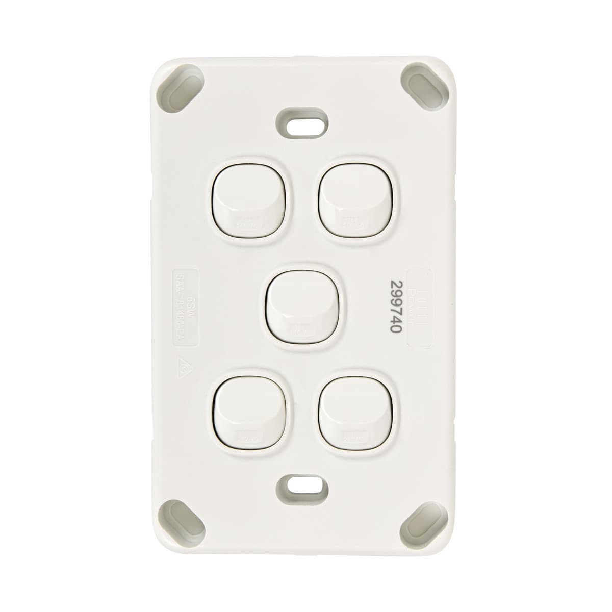 Lucci Power Gravity 5 Gang Switch in Gloss White-img-3