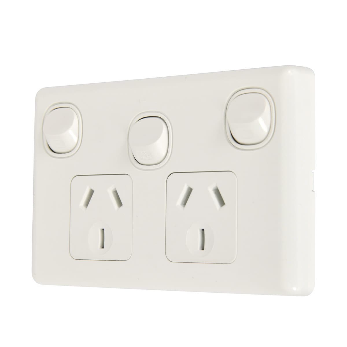 Lucci Power Gravity Twin 10A GPO with Extra Switch in Gloss White-img-1