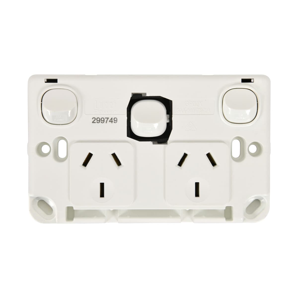 Lucci Power Gravity Twin 10A GPO with Extra Switch in Gloss White-img-3