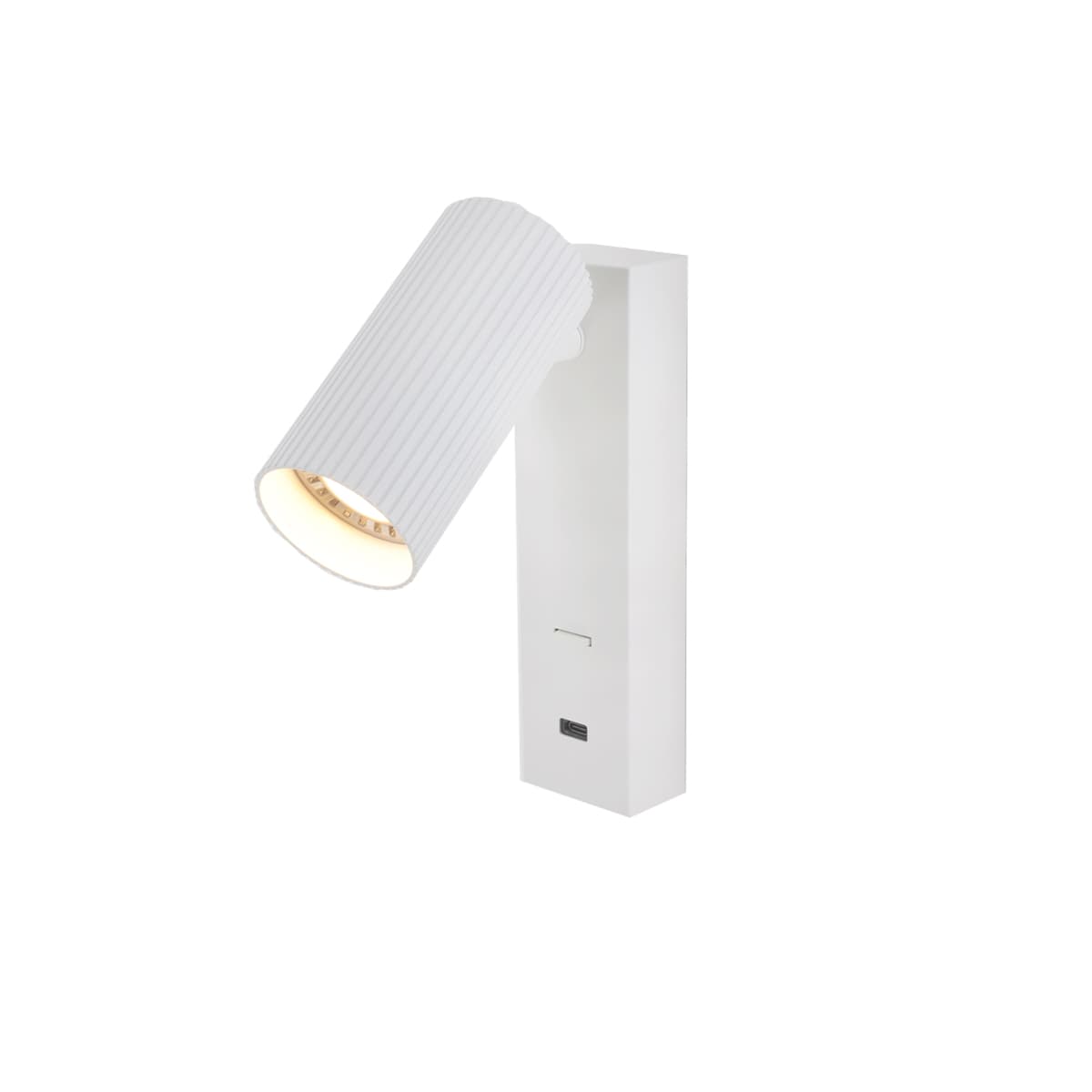 Jessy 1 Light Ribbed Wall Bracket with USB-C Charging Port in White