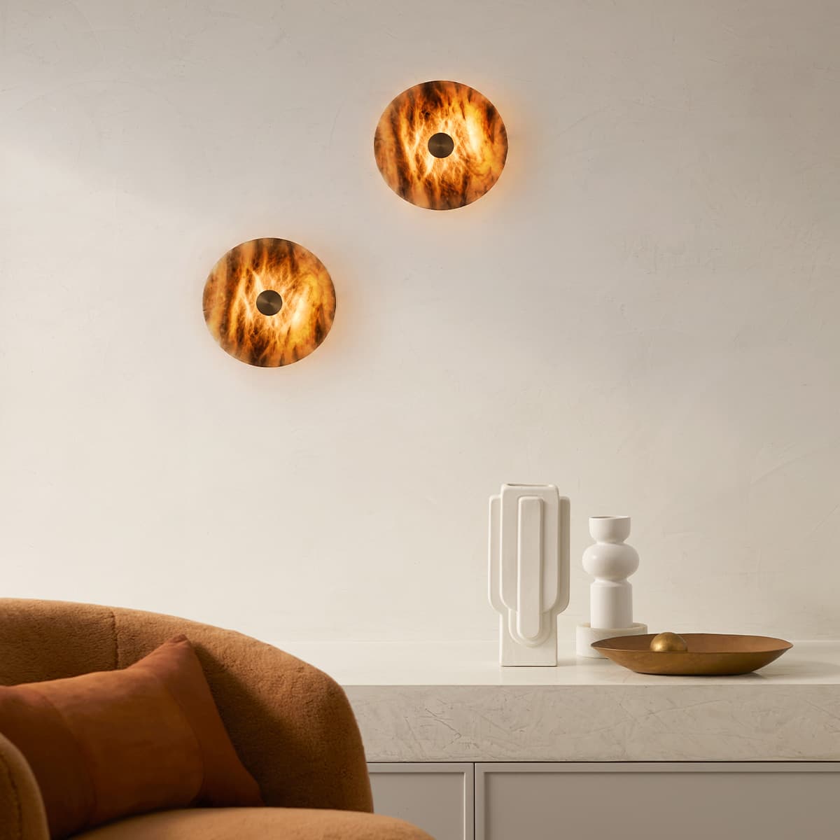 Made by Mayfair Osten LED Wall Bracket in Bronze with Hazel Alabaster