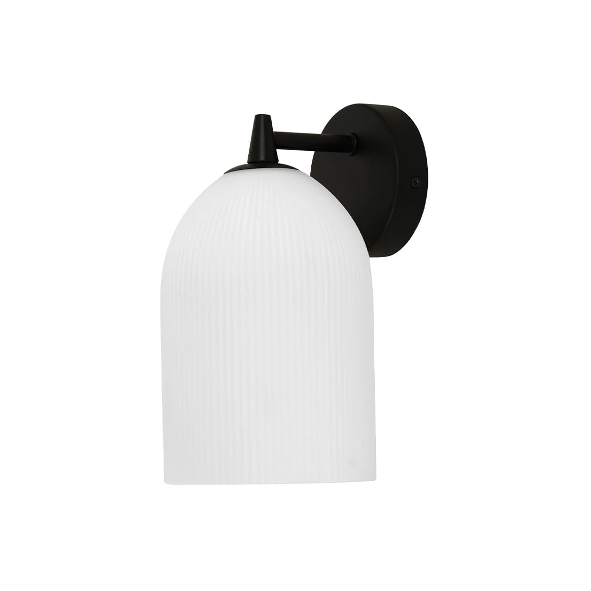 Camilla 1 Light Wall Bracket in Black with Ribbed Opal Glass-img-1