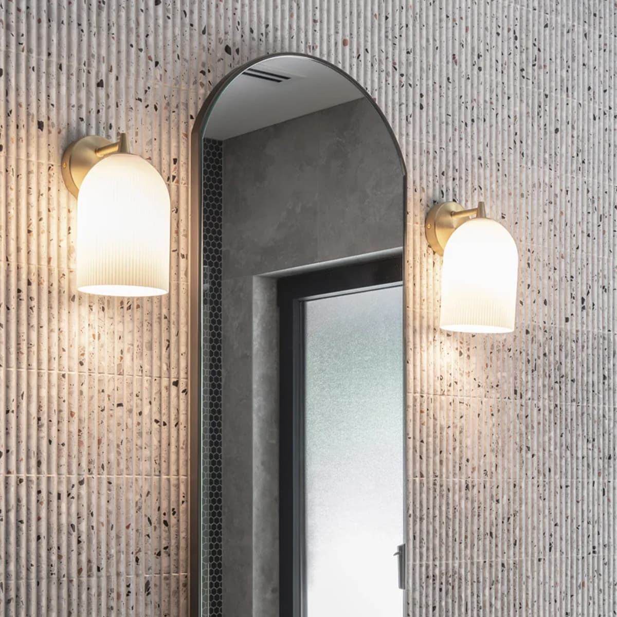 Camilla 1 Light Wall Bracket in Brass with Ribbed Opal Glass-img-4