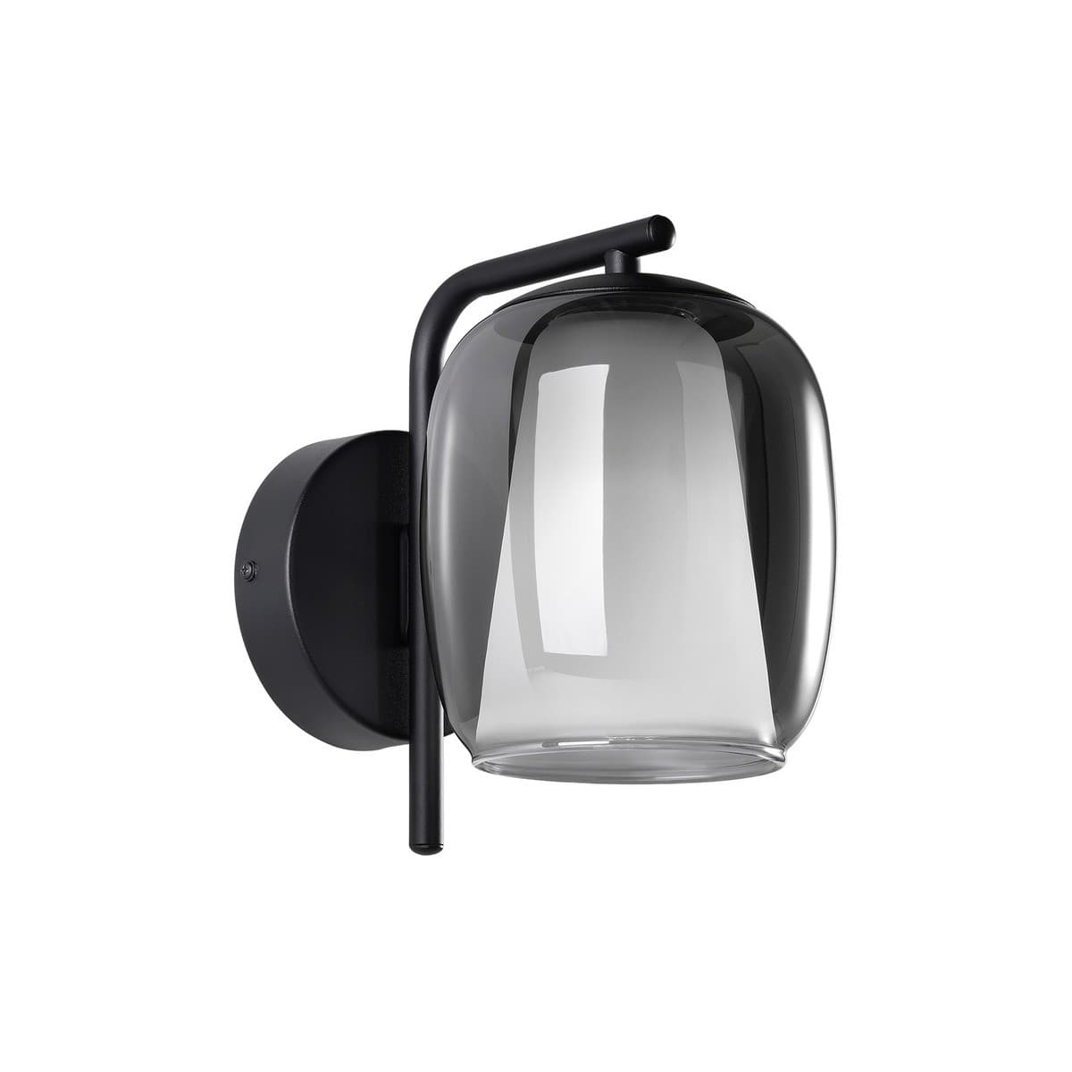 Celeste 1 Light Double Glass Wall Bracket in Black with Smoke and Frosted Glass