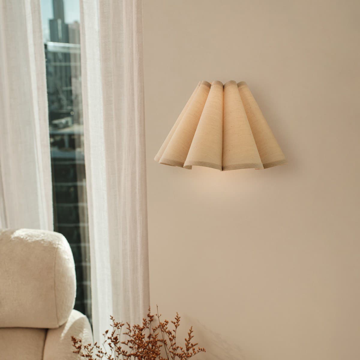 Colette 1 Light Wall Sconce in Fluted Natural Linen-img-2