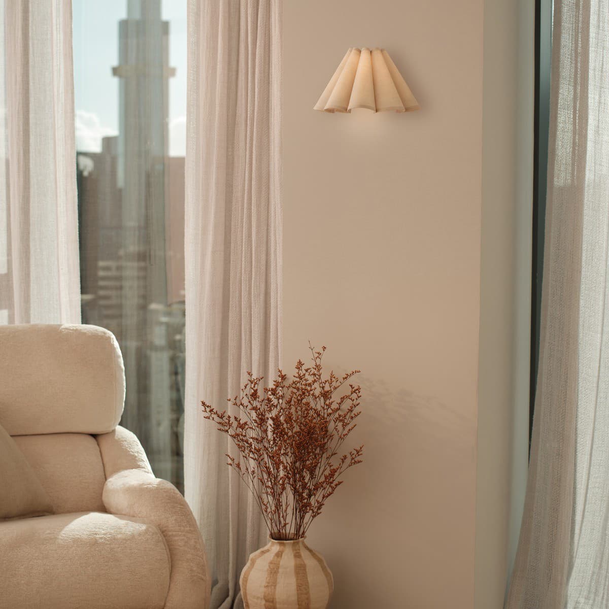 Colette 1 Light Wall Sconce in Fluted Natural Linen-img-3
