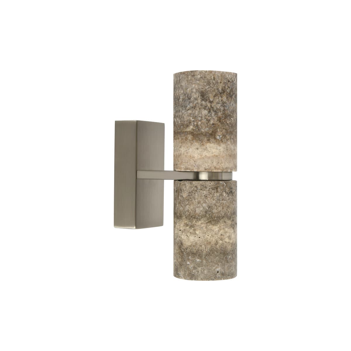 Hartley Up/Down Wall Bracket in Brushed Nickel with Silver Travertine