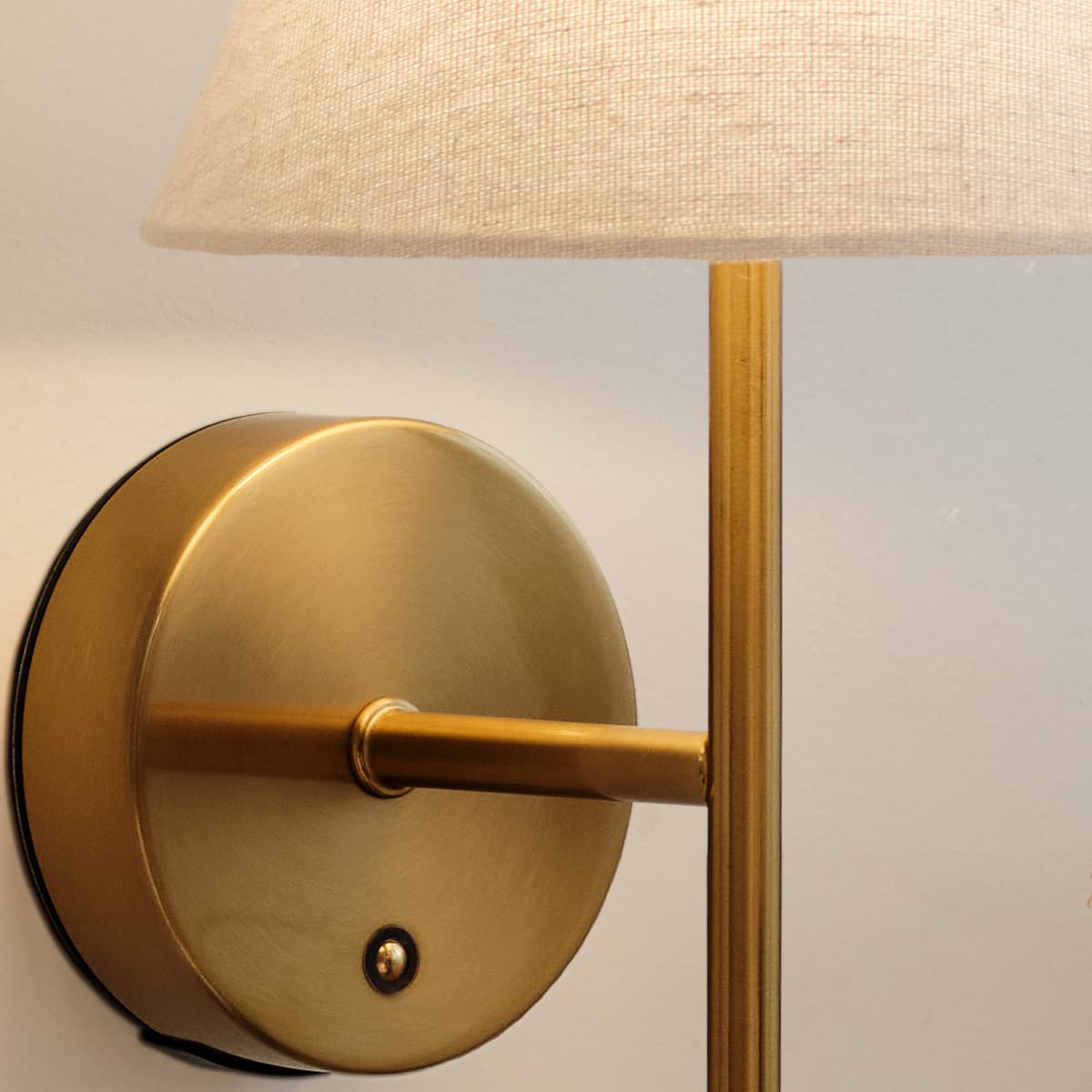 Portia LED Rechargeable Battery Wall Bracket in Aged Brass and White Linen-img-4