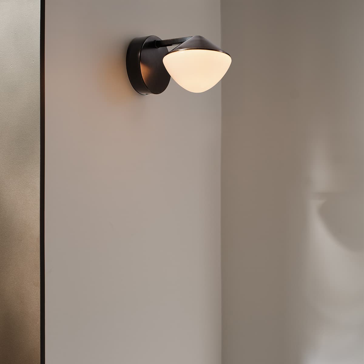 Oakleigh Wall Bracket in Bronze with Gloss Opal Glass-img-2
