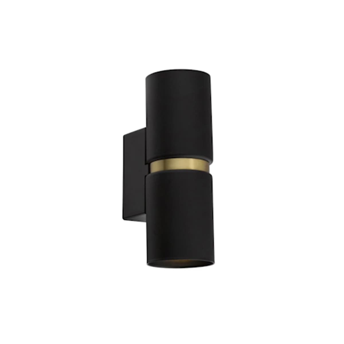 Baristo 2 Light Up/Down Round Wall Bracket in Black with Brass detail-img-1