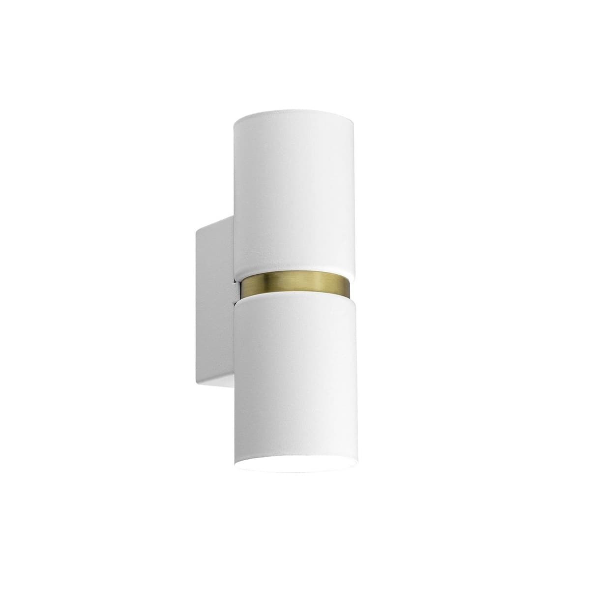 Baristo 2 Light Up/Down Round Wall Bracket in White with Brass detail-img-1