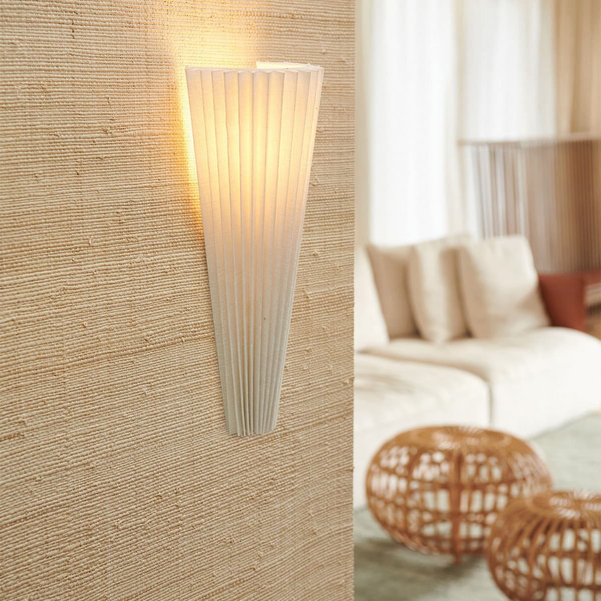 Amore 1 Light Pleated Wall Sconce in White Linen-img-2