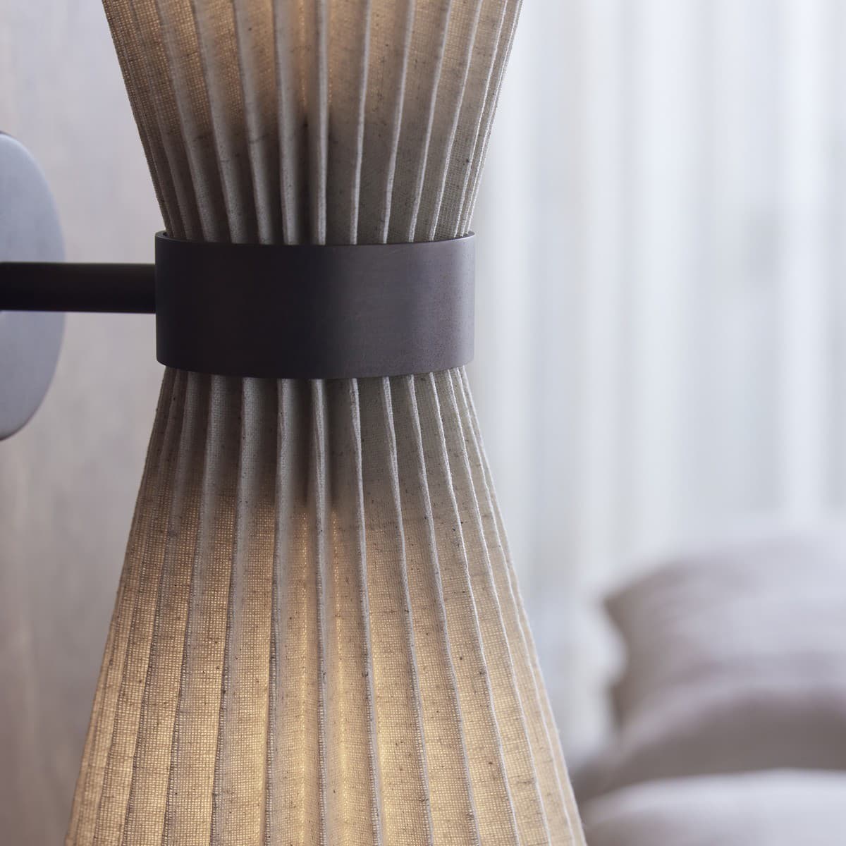 Amore 2 Light Pleated Wall Bracket in Bronze with Natural Linen-img-4