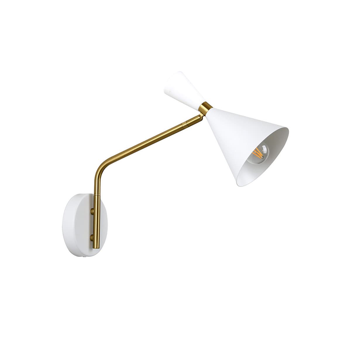 Campari 1 Light Wall Bracket in White with White Marble and Brass Details-img-1