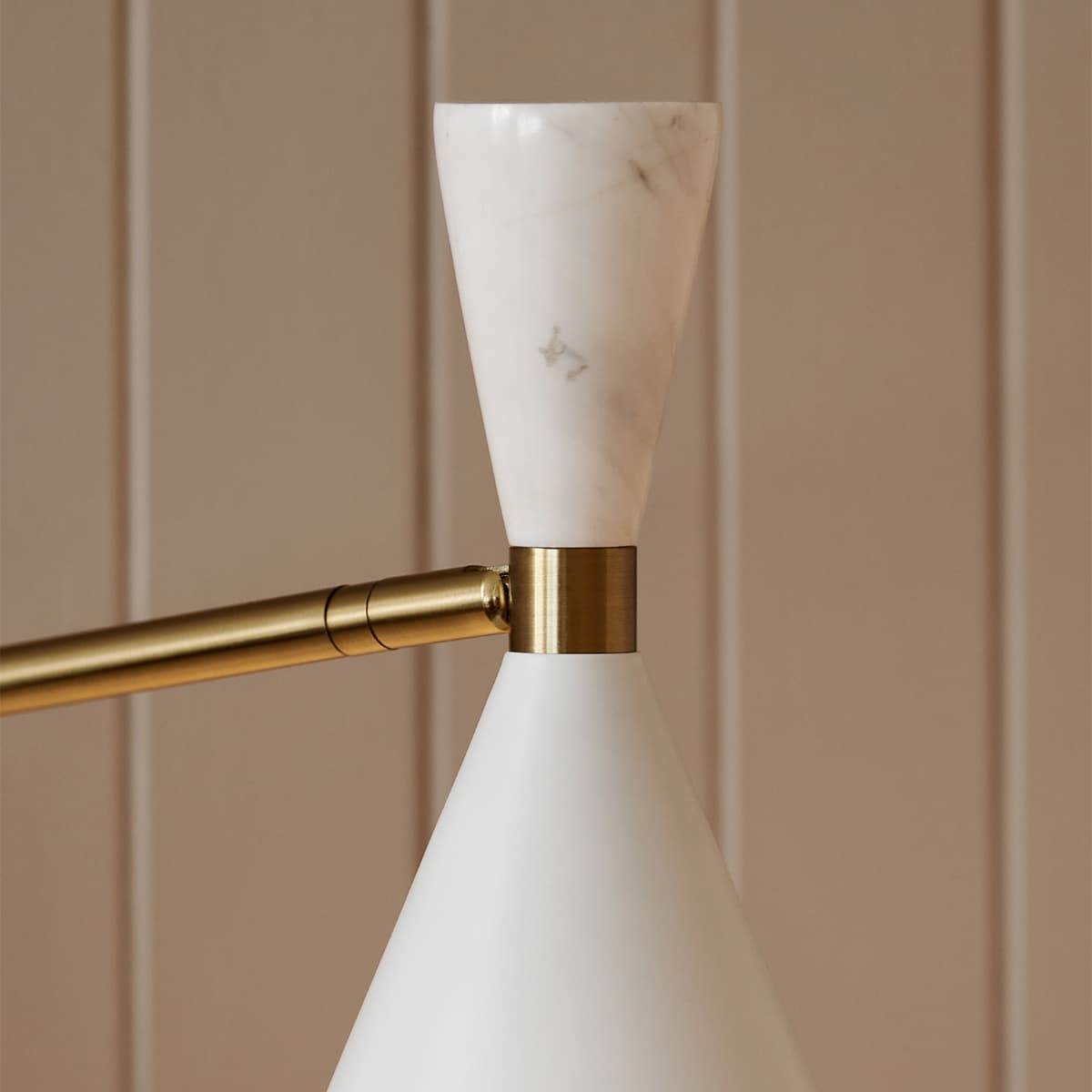 Campari 1 Light Wall Bracket in White with White Marble and Brass Details-img-3