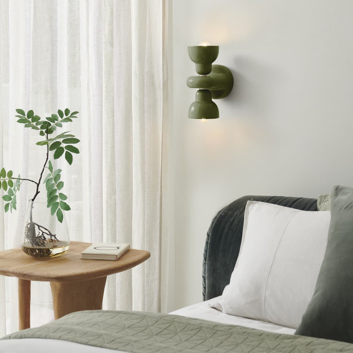 Berimbau 2 light Wall Light in Sage Green-img-2