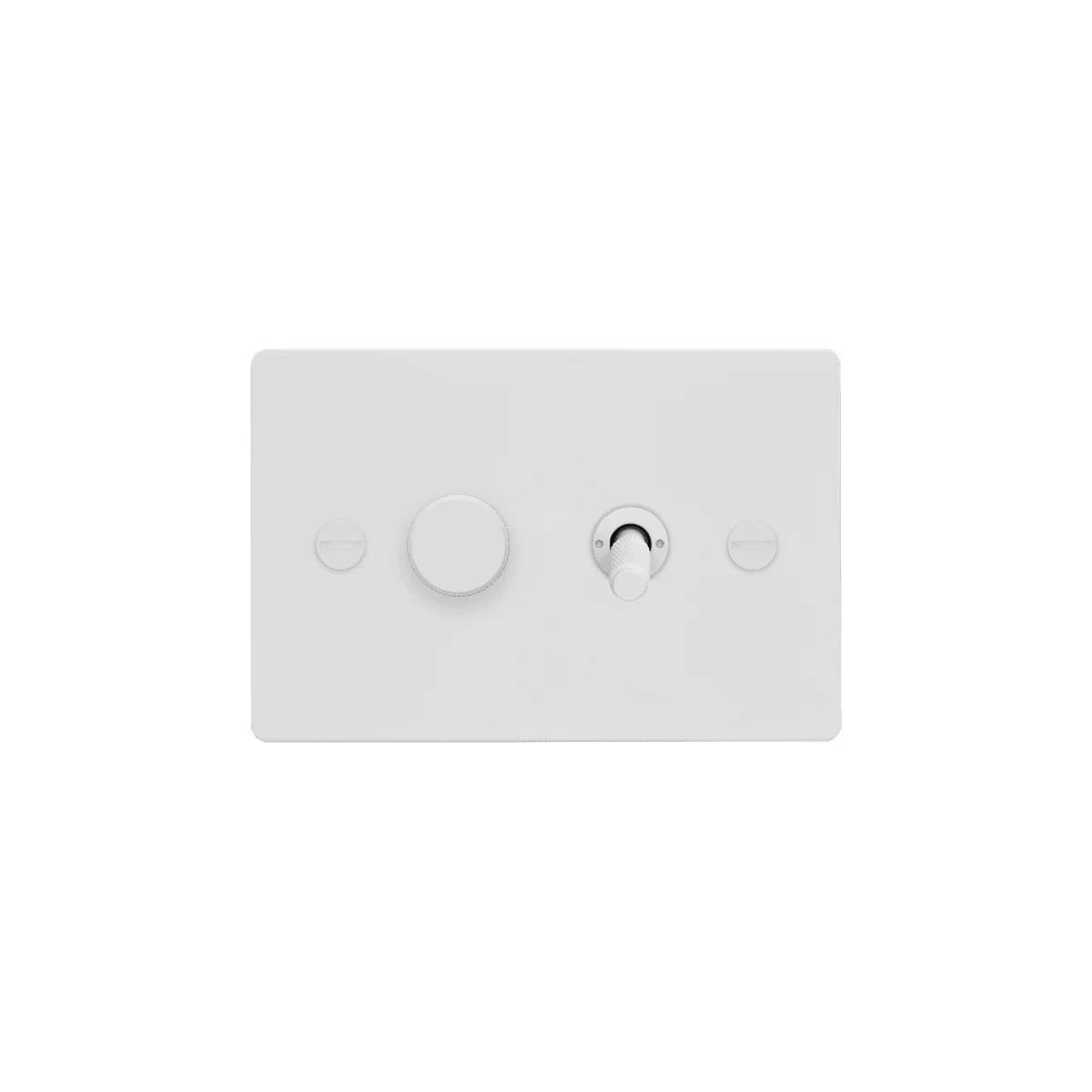 Buster + Punch 2 Gang Complete Metal Switch and Dimmer in White-img-1