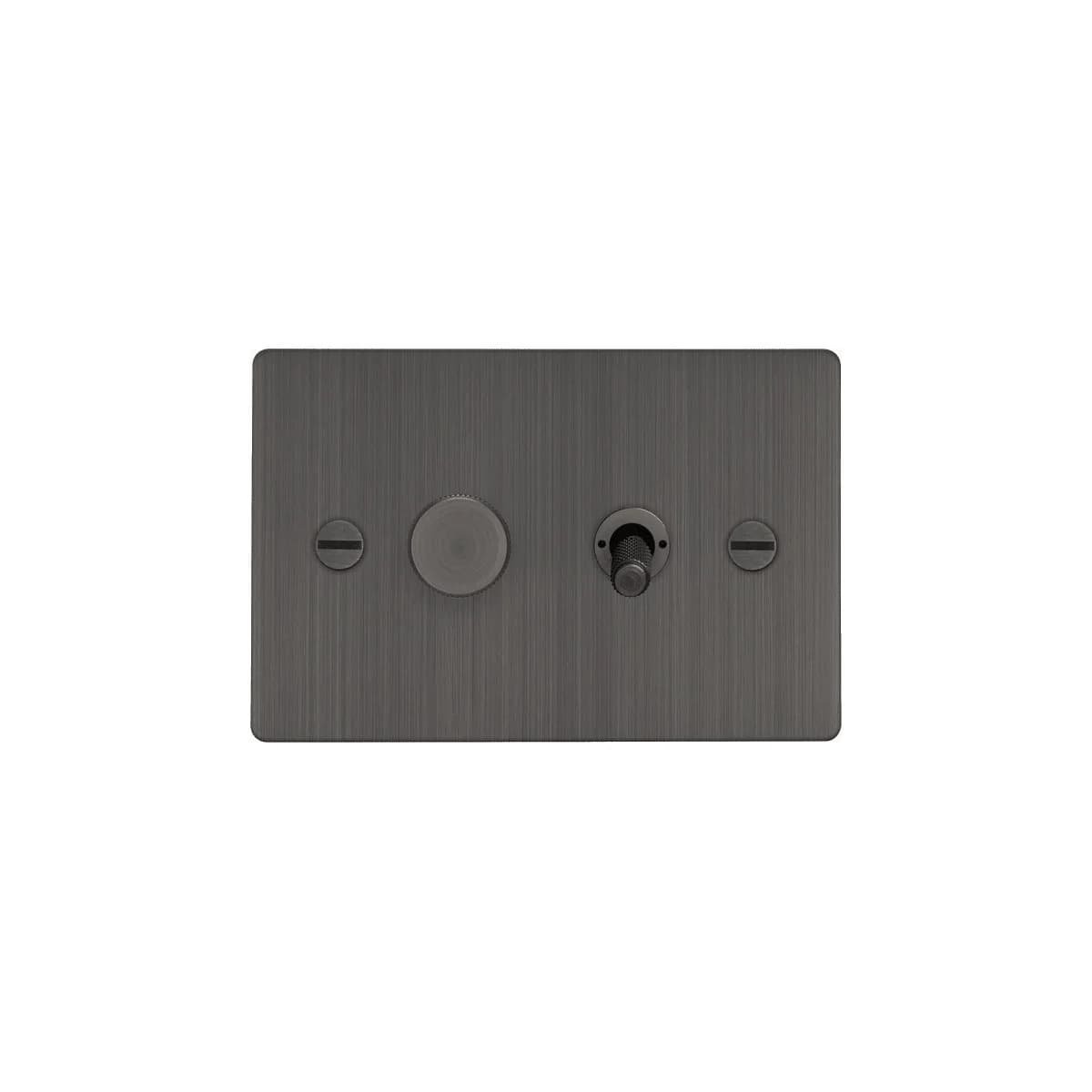 Buster + Punch 2 Gang Complete Metal Switch and Dimmer in Smoked Bronze-img-1