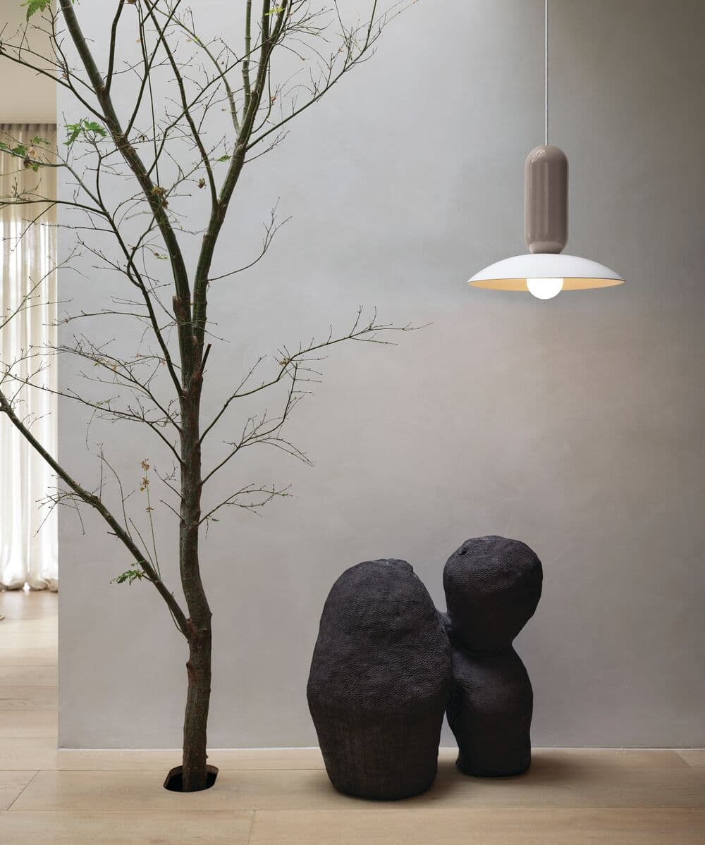 Pau 1 Light Pendant in Sage Green/Cream | Beacon Lighting