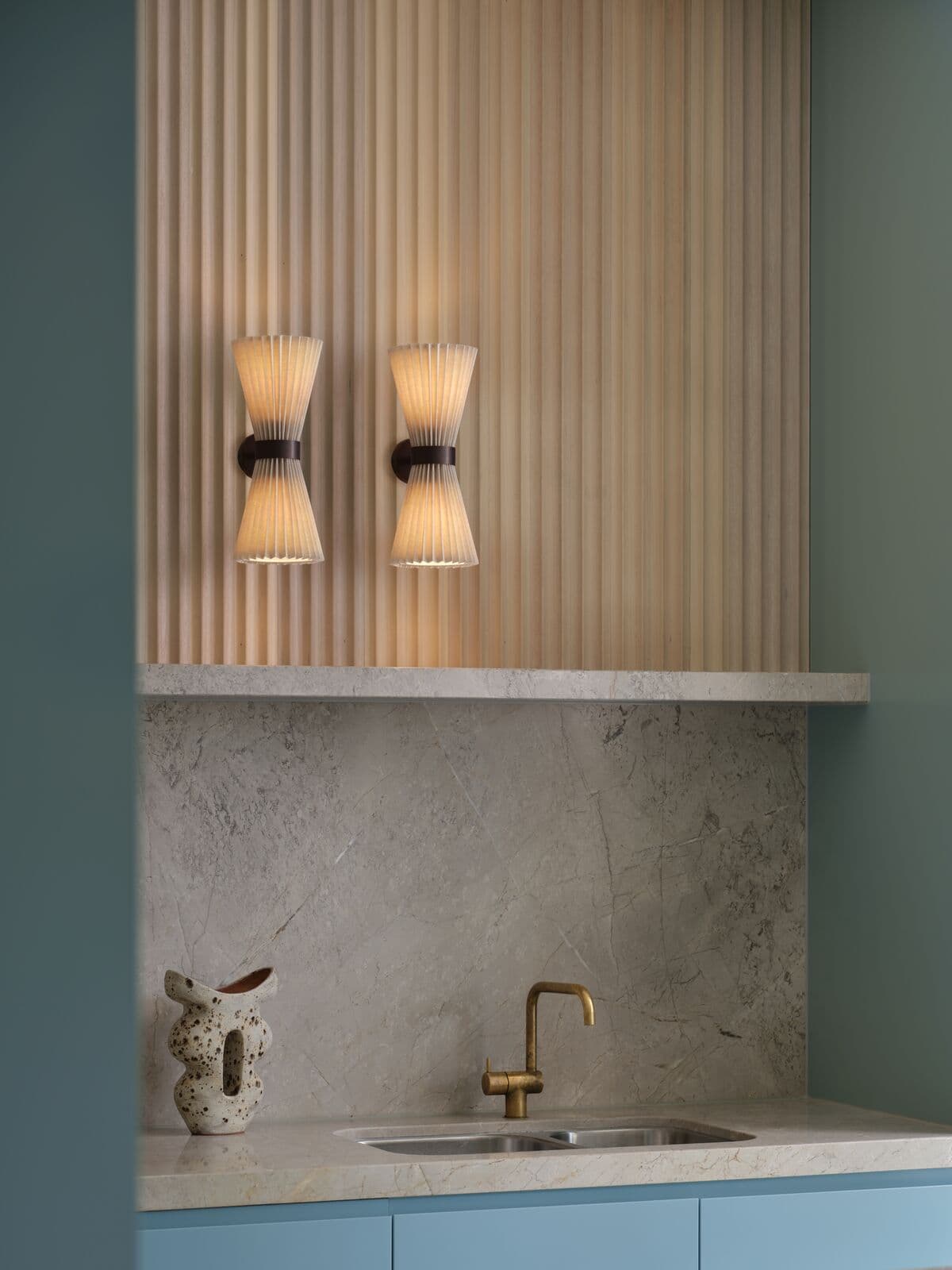 Amore 2 Light Pleated Wall Bracket in Bronze with Natural Linen | Beacon Lighting