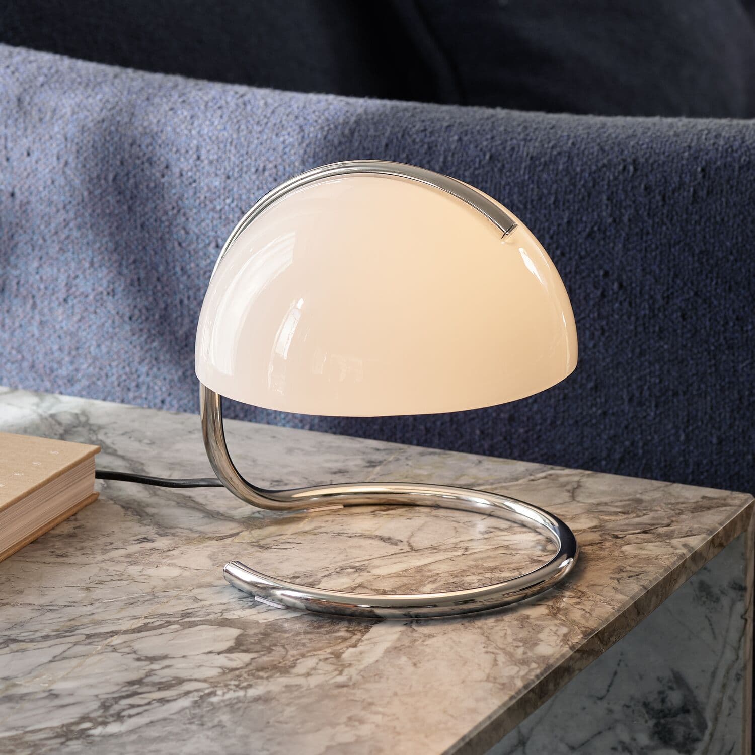 Mies Table Lamp in Chrome with Opal Glass | Beacon Lighting