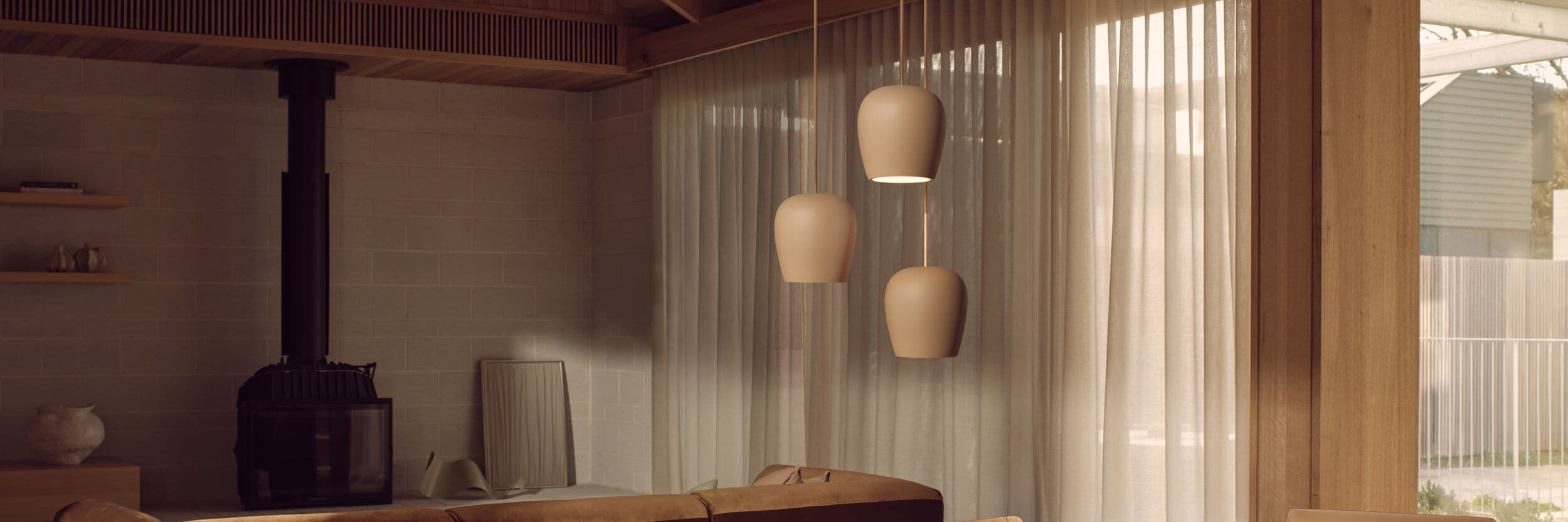 Fjord 1 Light Small Drop Pendant in Clay Gypsum | Beacon Lighting