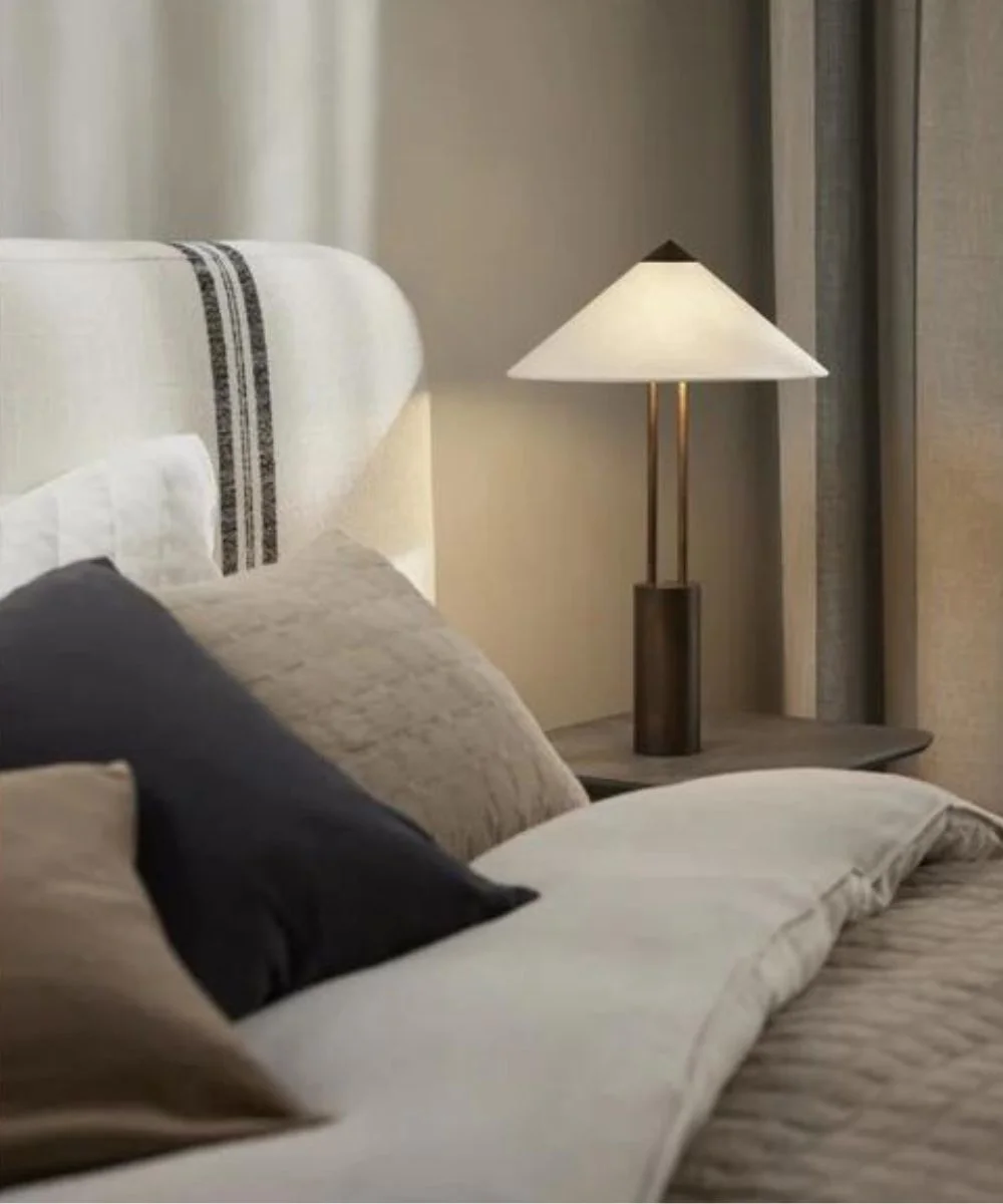 Jaxon 2 Light Touch Dimmable Table Lamp in Bronze with Natural Linen Shade, with USB | Beacon Lighting