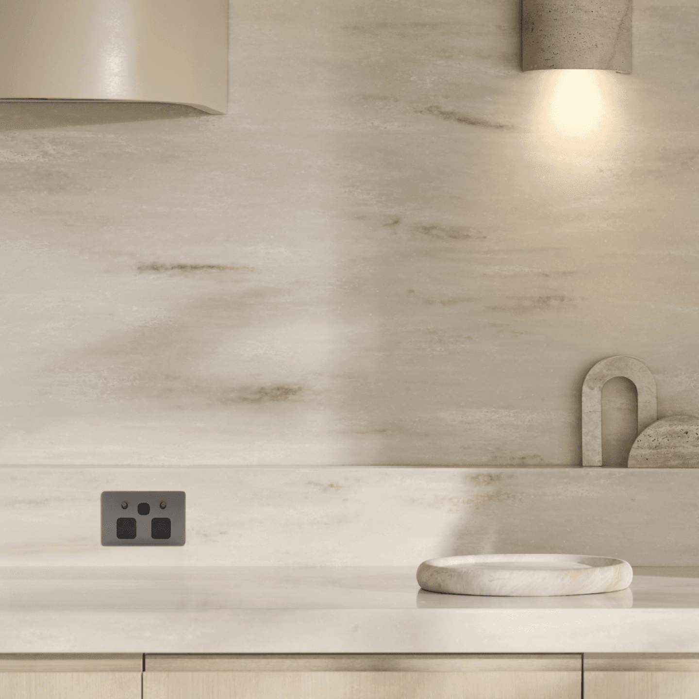 MFL Forge Modern Twin GPO with Extra Switch in Aged Nickel | Beacon Lighting