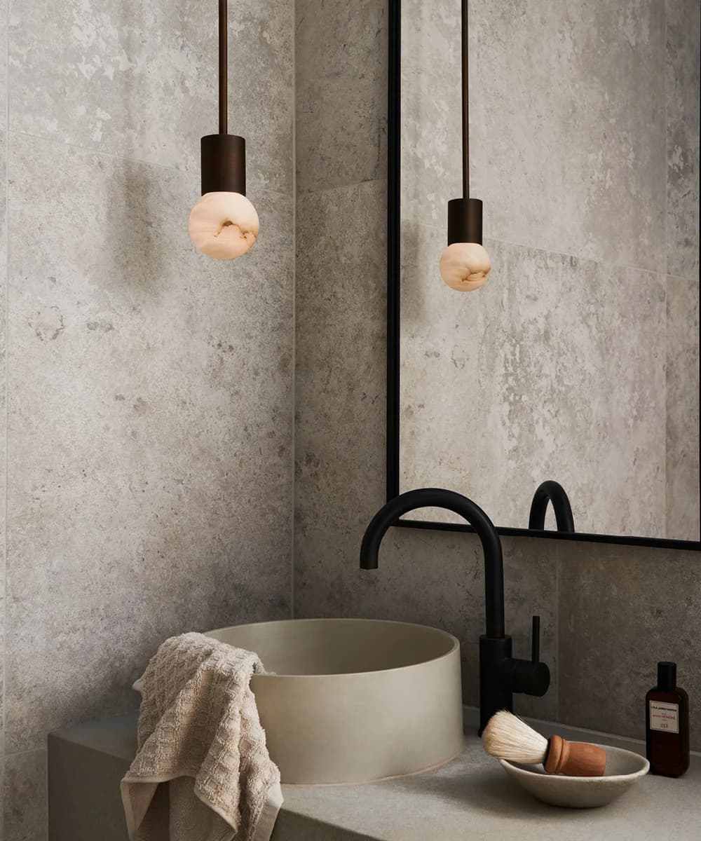 Artisan Alabaster Shade and Bronze Pendant | Beacon Lighting