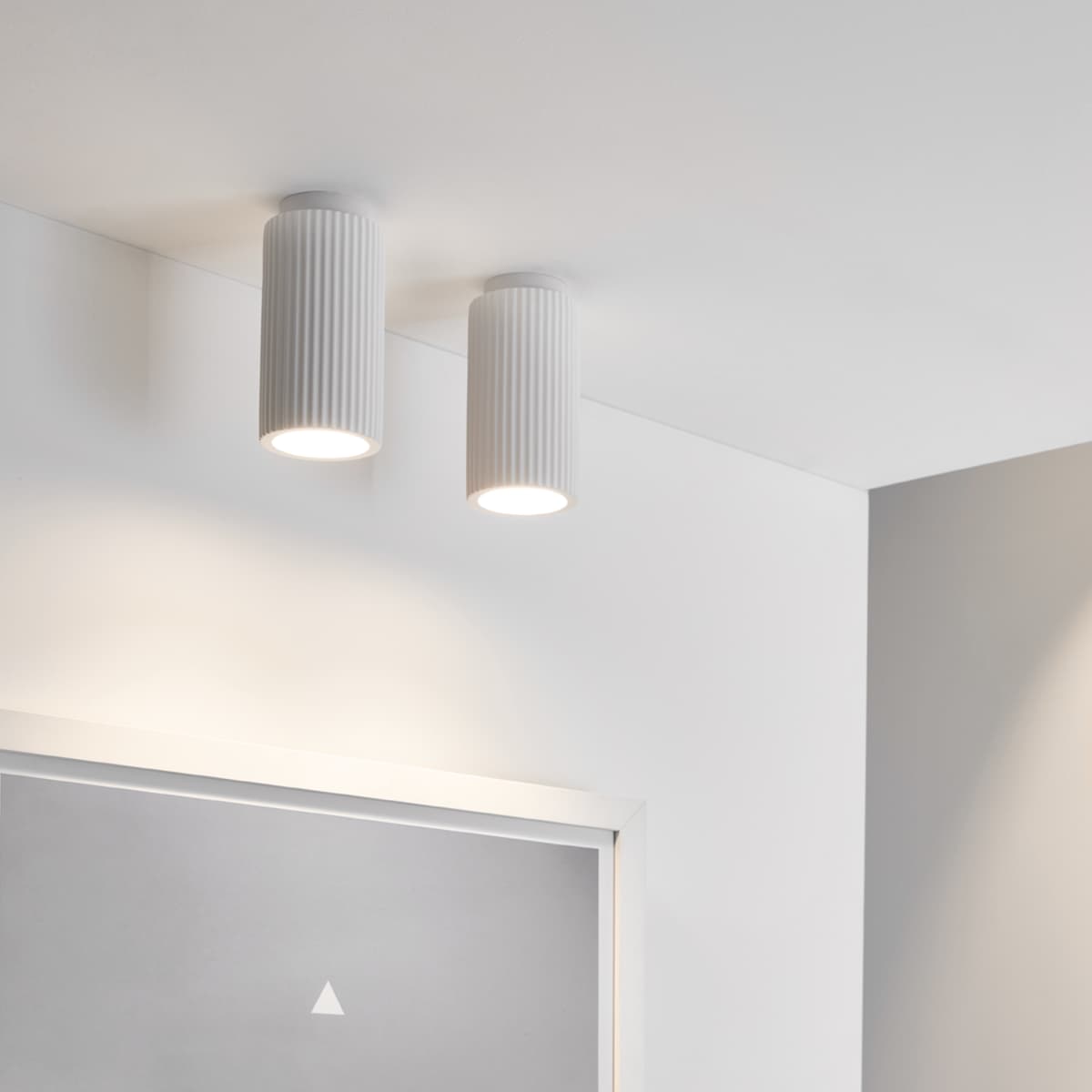 MFL Gypsum GU10 Ribbed Surface Mounted Downlight in White | Beacon Lighting