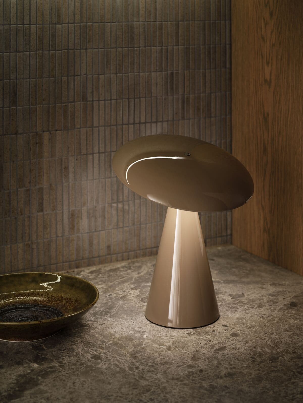 Kline LED Colour Shifting Portable Rechargeable Table Lamp in Brown | Beacon Lighting