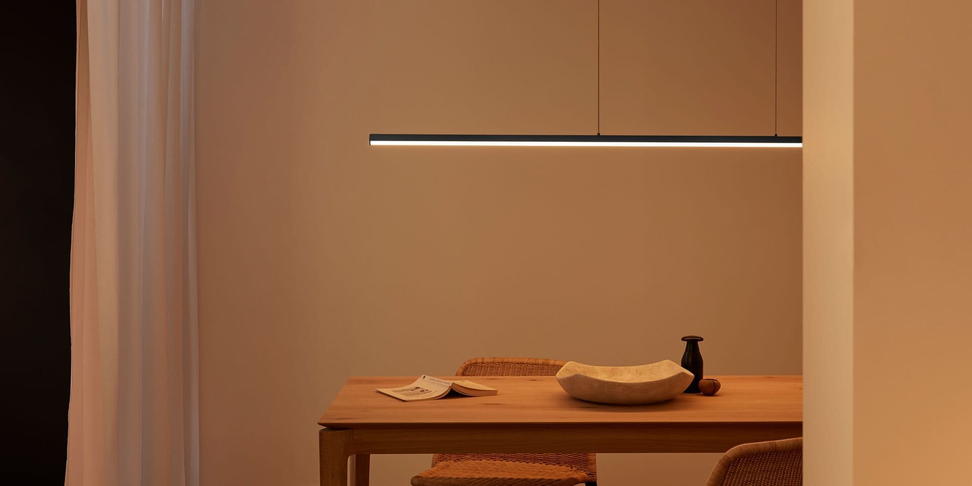 Lucci Connect Beam 1.8m LED RGB Smart Pendant with Day Night Sleep in Black | Beacon Lighting
