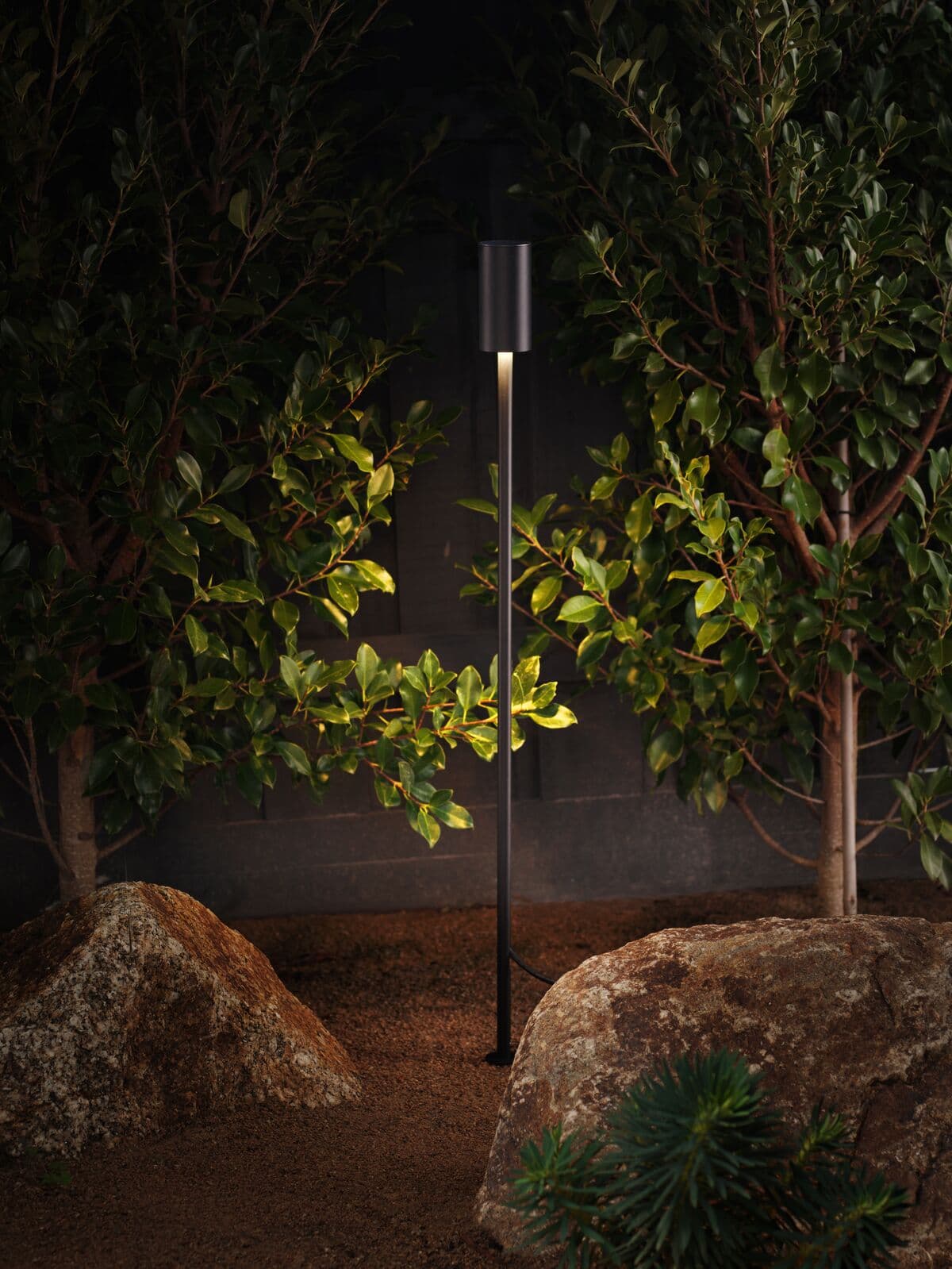 Peninsula 12/24V Adjustable LED Bollard in Black | Beacon Lighting