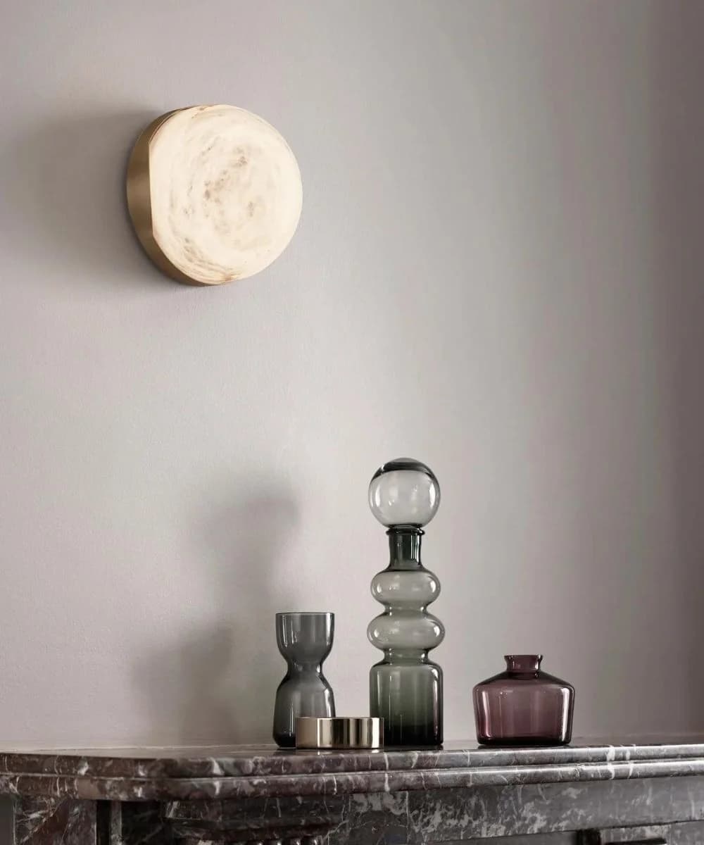 Made By Mayfair Lucent 200mm Flush Mount in Brass/Alabaster | Beacon Lighting