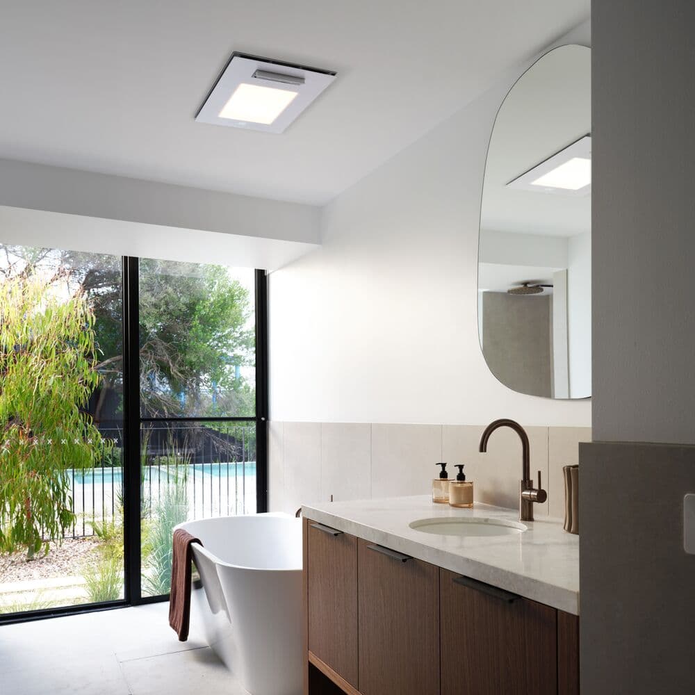 ThermaBreeze 4-in-1 Bathroom Heater with Cool Air Fan, Exhaust Fan and CCT LED Light in White | Beacon Lighting