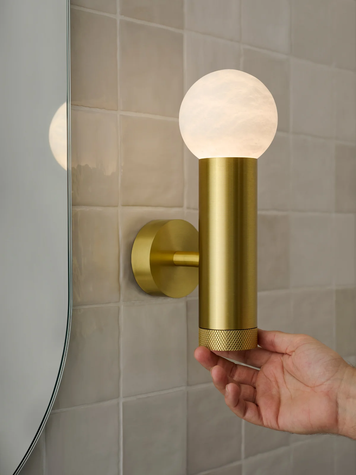 MFL Artisan LED Colour-Shifting Cylinder Wall Bracket with Dimmer in Brass | Beacon Lighting