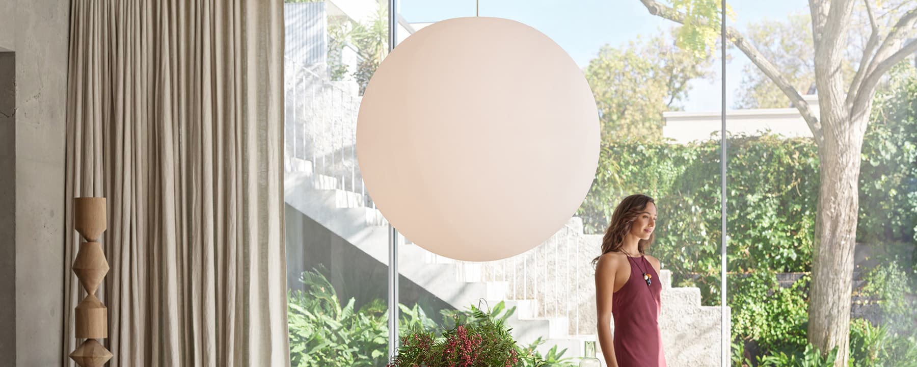 Yolk 800mm Pendant in Opal | Beacon Lighting