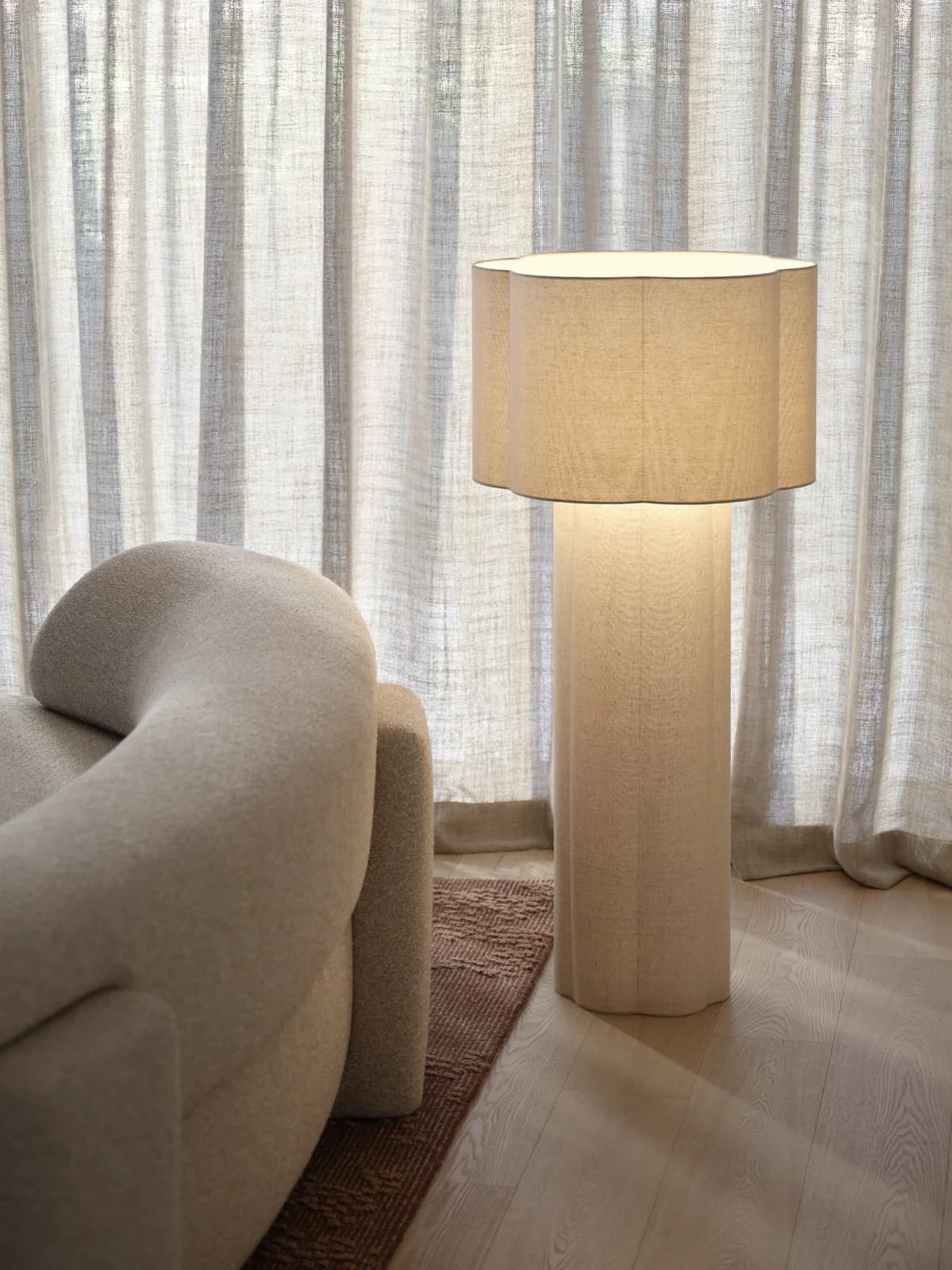Astrid Floor Lamp in Natural Linen | Beacon Lighting