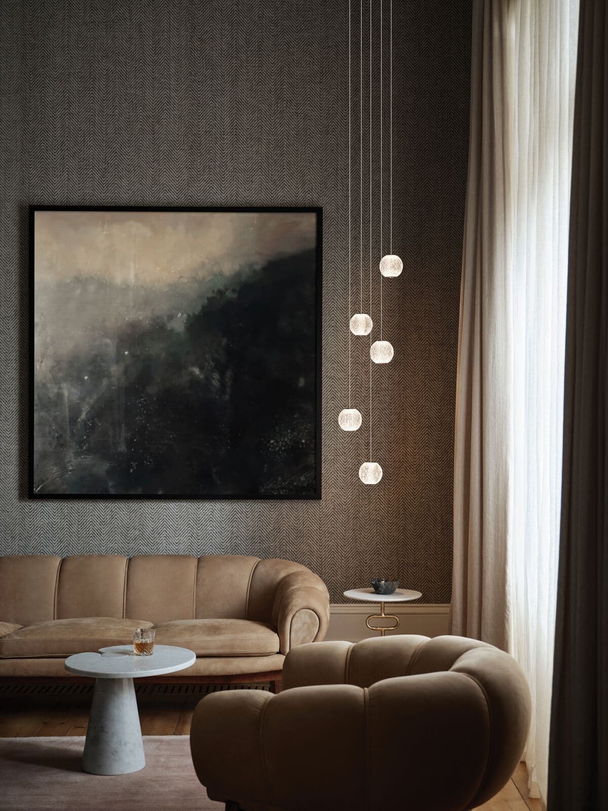 Callea 5 Light LED Drop Pendant in Chrome with Clear Crystal-Look Acrylic | Beacon Lighting