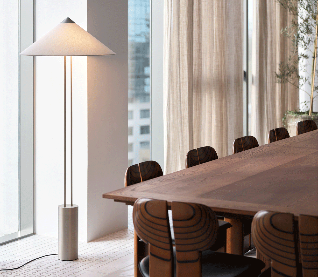 Jaxon Floor Lamp in Brushed Nickel and Bronze | Beacon Lighting