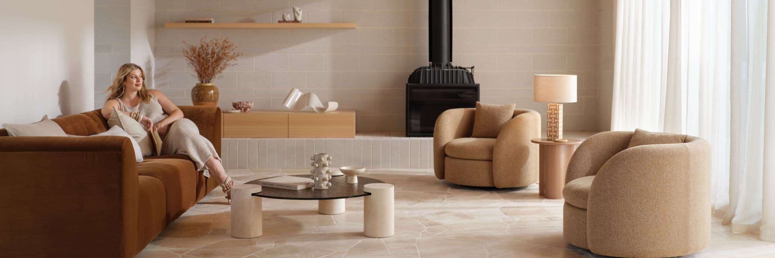 Amano 1 Light Table Lamp in Timber with Natural Linen | Beacon Lighting