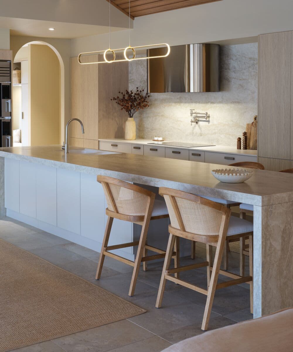 Avenue 1.5m LED Colour-Switching Bar Pendant in Brass | Beacon Lighting