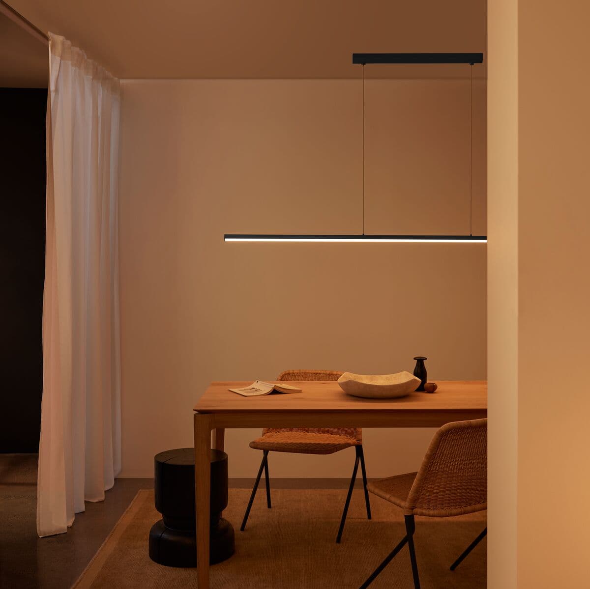 Lucci Connect Beam 1.8m LED RGB Smart Pendant with Day Night Sleep in Black | Beacon Lighting