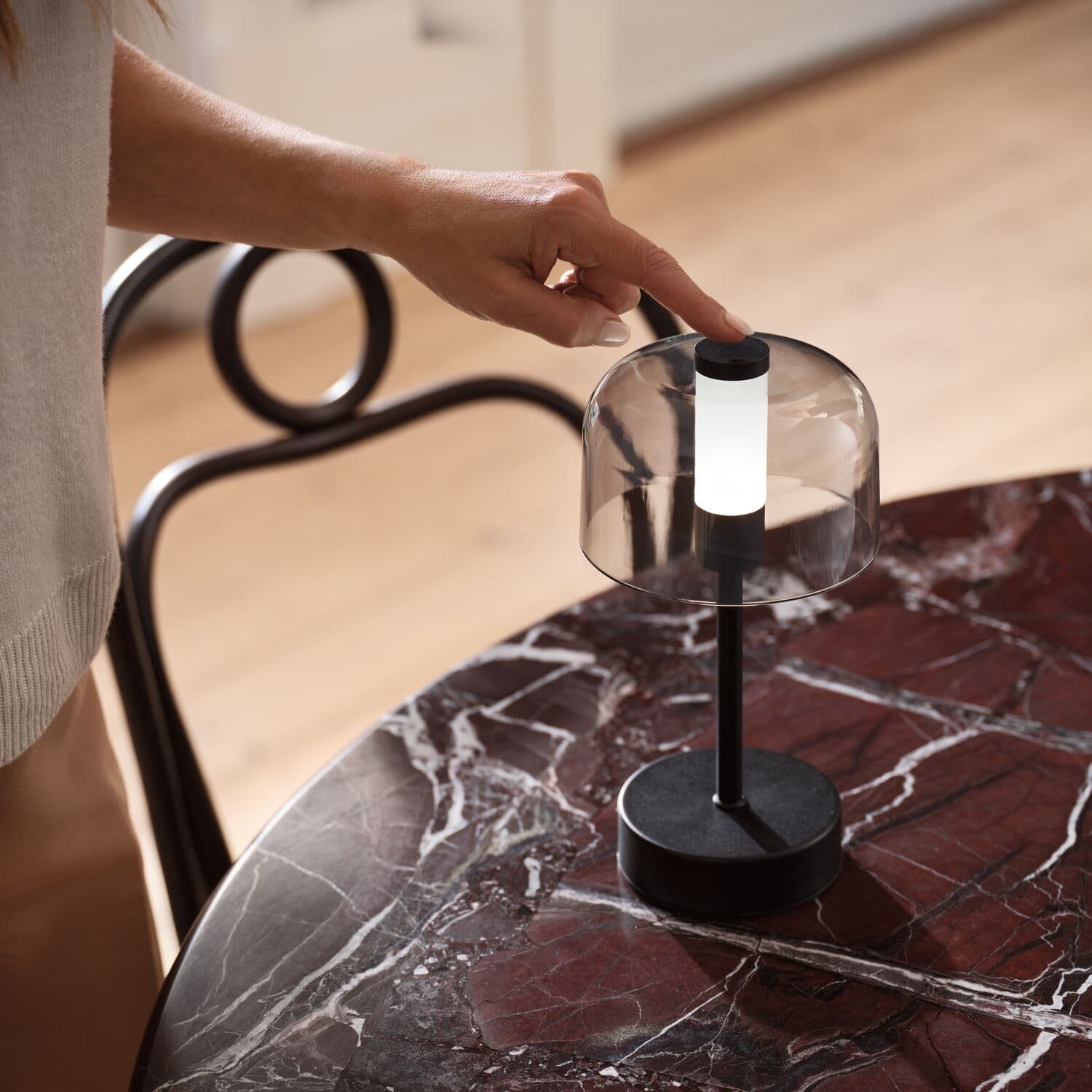 Nico LED Portable Rechargeable Table Lamp in Black | Beacon Lighting