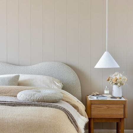 image by hausofcruze containing bed, bedroom, nightstand, lamp, white