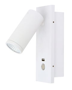 Panorama 1 Light Wall Bracket in White with USB Port