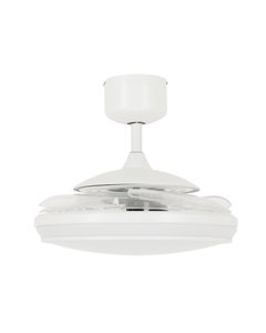 Fanaway Evo1 Prevail White Ceiling Fan with Clear Retractable Blades and LED Light and Remote